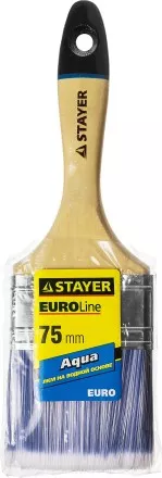 Кисть плоская STAYER &quot;EURO&quot;, &quot;AQUA&quot; для воднодисперсионных и акриловых ЛКМ, искусств щетина, деревян ручка, 3&quot;/75мм 01062-075 купить в Тюмени