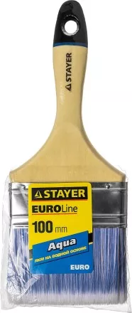 Кисть плоская STAYER &quot;EURO&quot;, &quot;AQUA&quot; для воднодисперсионных и акриловых ЛКМ, искусств щетина, деревян ручка, 4&quot;/100мм 01062-100 купить в Тюмени