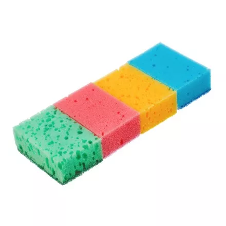 Губки для посуды Coral, 95 x 64 x 36 мм, 4 шт, Home Palisad 923585 купить в Тюмени