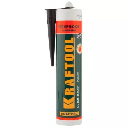 Герметик KRAFTOOL KRAFTFLEX FR150 силикатный огнеупорный &quot;+1500 С&quot;, жаростойкий, черный, 300мл 41260-4_G купить в Тюмени