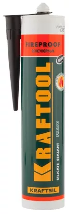 Герметик KRAFTOOL KRAFTFLEX FR150 силикатный огнеупорный &quot;+1500 С&quot;, жаростойкий, черный, 300мл 41260-4_G купить в Тюмени