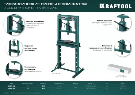 Прессы гидравлические с домкратом и возвратными пружинами 43470-20 купить в Тюмени