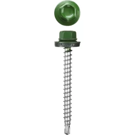 Саморезы СКМ кровельные, RAL 6002 зеленый лист, 25 x 5.5 мм, 420 шт, для металлических конструкций, STAYER 30305-55-025-6002 купить в Тюмени