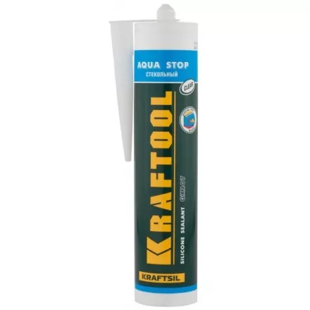 Герметик KRAFTOOL KRAFTSeal GX107 &quot;AQUA STOP&quot; силиконовый стекольный, прозрачный, 300мл 41256-2 купить в Тюмени