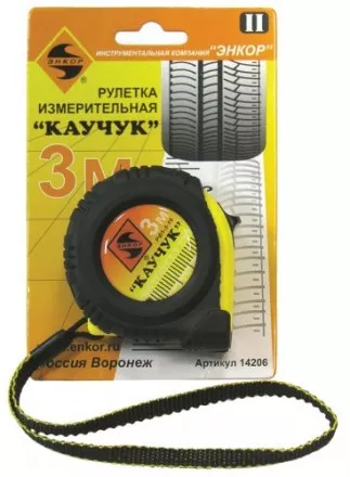 Рулетка 3м Каучук с фиксатором Энкор 14206 купить в Тюмени