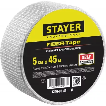 Серпянка самоклеящаяся FIBER-Tape, 5 см х 45м, STAYER Professional 1246-05-45 1246-05-45_z01 купить в Тюмени