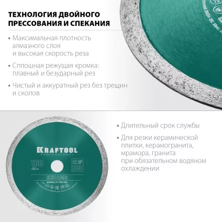 Диск алмазный отрезной для УШМ KERAMO 36684-180 купить в Тюмени