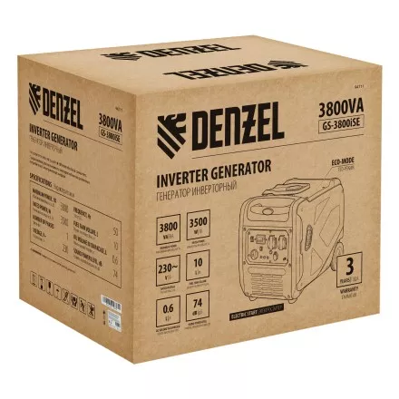 Генератор инверторный Denzel GS-3800iSE, 3,8 кВт, 230 В, закрытый корпус,электростартер купить в Тюмени