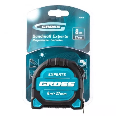 Рулетка нейлон Experte 8м x 27мм двухкомпон. корпус магнит двухстор. Разметка Gross 32576 купить в Тюмени