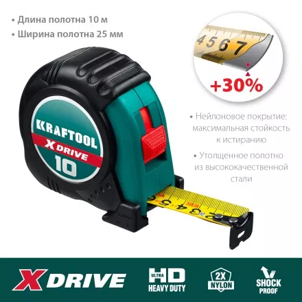 Рулетка с ударостойким обрезиненным корпусом 34122-10 купить в Тюмени