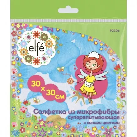 Салфетки из микрофибры с синими цветами 300х300 мм Elfe 92306 купить в Тюмени