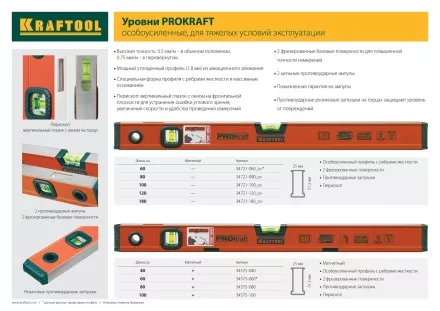 Уровень KRAFTOOL &quot;KRAFT-MAX&quot;, особо усиленный, 2 ампулы, 2 фрезерованные базовые поверхности, 120см 34721-120_z01 купить в Тюмени
