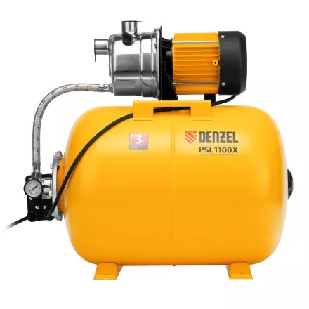 Насосная станция Denzel 97311, PSL1100X, 1100 Вт, 3600 л/ч, ресивер 50 л, подъем 45 м, нержавейка купить в Тюмени