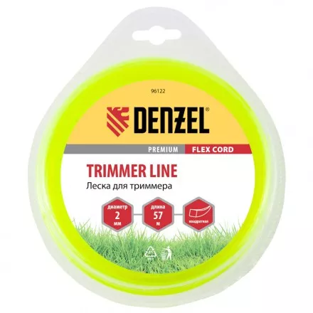 Леска для триммера квадрат 2 мм х 57 м блистер Flex cord Denzel 96122 купить в Тюмени