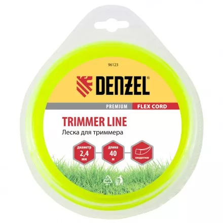Леска для триммера квадрат 2,4 мм х 40 м блистер Flex cord Denzel 96123 купить в Тюмени