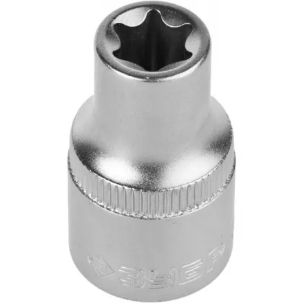 Головка торцовая ЗУБР &quot;МАСТЕР&quot; (1/2&quot;), Cr-V, E-TORX, хроматированное покрытие, E12 27719-12 купить в Тюмени