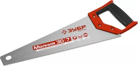 Ножовка универсальная (пила) ЗУБР МОЛНИЯ-3D 400 мм, 7TPI, 3D зуб, точный рез вдоль и поперек волокон, для средних заготовок из всех видов материалов 15077-40 купить в Тюмени