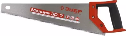 Ножовка универсальная (пила) ЗУБР МОЛНИЯ-3D 400 мм, 7TPI, 3D зуб, точный рез вдоль и поперек волокон, для средних заготовок из всех видов материалов 15077-40 купить в Тюмени