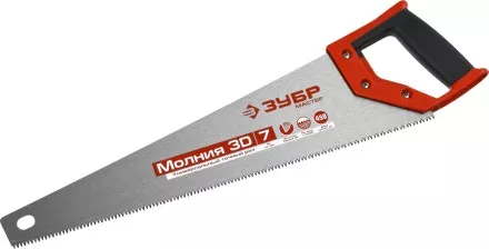 Ножовка универсальная (пила) ЗУБР МОЛНИЯ-3D 450 мм, 7TPI, 3D зуб, точный рез вдоль и поперек волокон, для средних заготовок из всех видов материалов 15077-45 купить в Тюмени