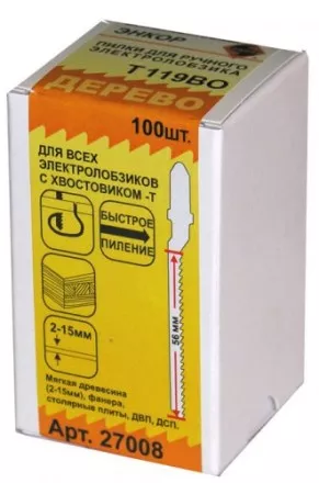 Пилка для электролобзика T119 BO HCS 1шт/100 Энкор 27008 купить в Тюмени