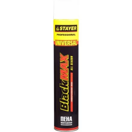 Пена &quot;BlackMAX&quot; монтажная, адаптерная, всесезонная, 750мл, STAYER 41133 купить в Тюмени
