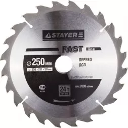 Диск пильный &quot;FAST-Line&quot; по дереву, 250х30мм, 24Т, STAYER 3680-250-30-24