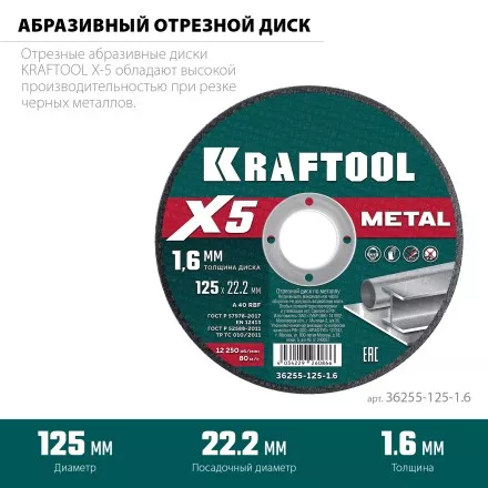 Круги отрезные абразивные, по металлу 36255-125-1.6 купить в Тюмени