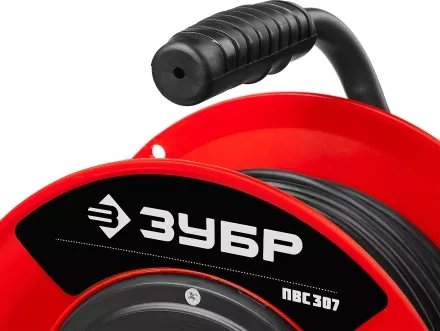Удлинитель на катушке &quot;ПВС 307&quot;, 50 м, 2500 Вт, 4 гнезда, ПВС 3х0,75 кв мм, ЗУБР 55083-50 купить в Тюмени