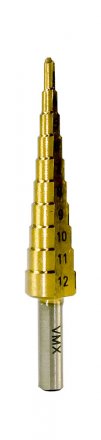 Сверло для металла ступенчатое 3-12мм 10 ступ шаг 1 ход 5 VMX 511630 купить в Тюмени