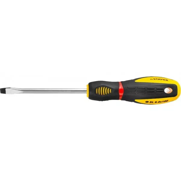 Отвертка STAYER "PROFI" "PROTech", двухкомп рукоятка, намагниченная, Cr-Mo, SL6,0x100мм 25131-06-10_z02 купить в Тюмени