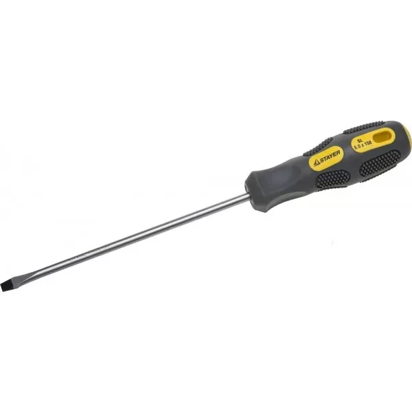 Отвертка STAYER "PROFESSIONAL" "MAX-GRIP" слесарная, Cr-V, намагниченная, SL 5,5х150мм 2580-05-150 G купить в Тюмени