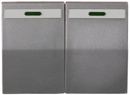 Выключатель СВЕТОЗАР &quot;ЭФФЕКТ&quot; двухклавишный, с эффектом свечения, без вставки и рамки, светло-серый металлик, 10A/~250B SV-54435-SM купить в Тюмени