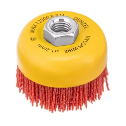 Щетка для УШМ, 75 мм, Чашка, нейлоновая щетина, М14, Denzel 74465