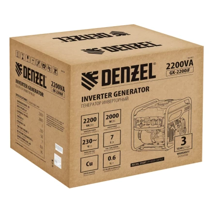 Генератор инверторный DENZEL GK-2200iF, 2,2 кВт, 230 В, ручной старт купить в Тюмени