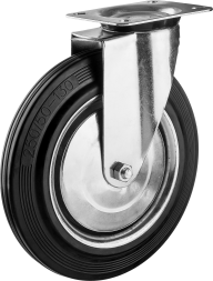 Колеса поворотные из литой резины с металлическим диском серия ПРОФЕССИОНАЛ
