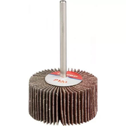 Круг шлифовальный ЗУБР &quot;МАСТЕР&quot; веерный лепестковый, на шпильке, тип КЛО, зерно-электрокорунд нормальный, P120, 15х30мм 36600-120 купить в Тюмени