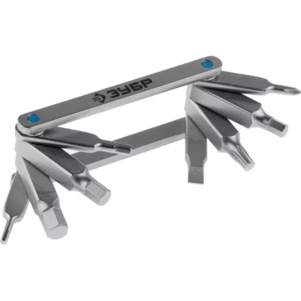 Набор ЗУБР &quot;ЭКСПЕРТ&quot;: Ключи имбус,универс,складные,Cr-V,сатинир покрытие,суперкомпактный,HEX,TORX,PH №1,SL 5мм,8-в-1 27423-H8 купить в Тюмени