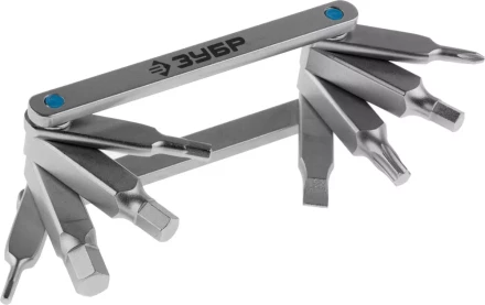 Набор ЗУБР &quot;ЭКСПЕРТ&quot;: Ключи имбус,универс,складные,Cr-V,сатинир покрытие,суперкомпактный,HEX,TORX,PH №1,SL 5мм,8-в-1 27423-H8 купить в Тюмени