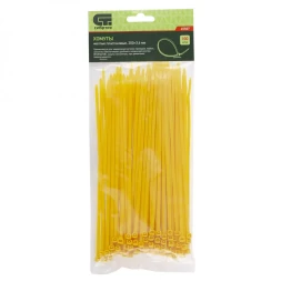 Хомуты 200х3,6 мм пластиковые желтые 100 штук СИБРТЕХ 45507