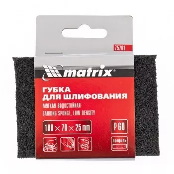 Губка для шлифования 100 х 70 х 25 мм мягкая P80 MATRIX 75702 купить в Тюмени