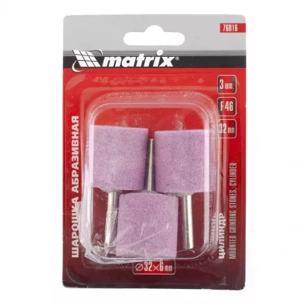 Шарошка абразивная цилиндр 32x32x6 F46 3 штук MATRIX 76016 купить в Тюмени