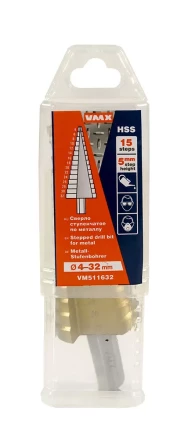 Сверло для металла ступенчатое 4-32мм 15 ступ шаг 2 ход 5 VMX 511632 купить в Тюмени