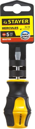 Отвертка STAYER &quot;MASTER&quot; &quot;HERCULES&quot;, Сr-V, противоскользящая рукоятка, SL5,0x38мм 25051-38-5.0_z01 купить в Тюмени