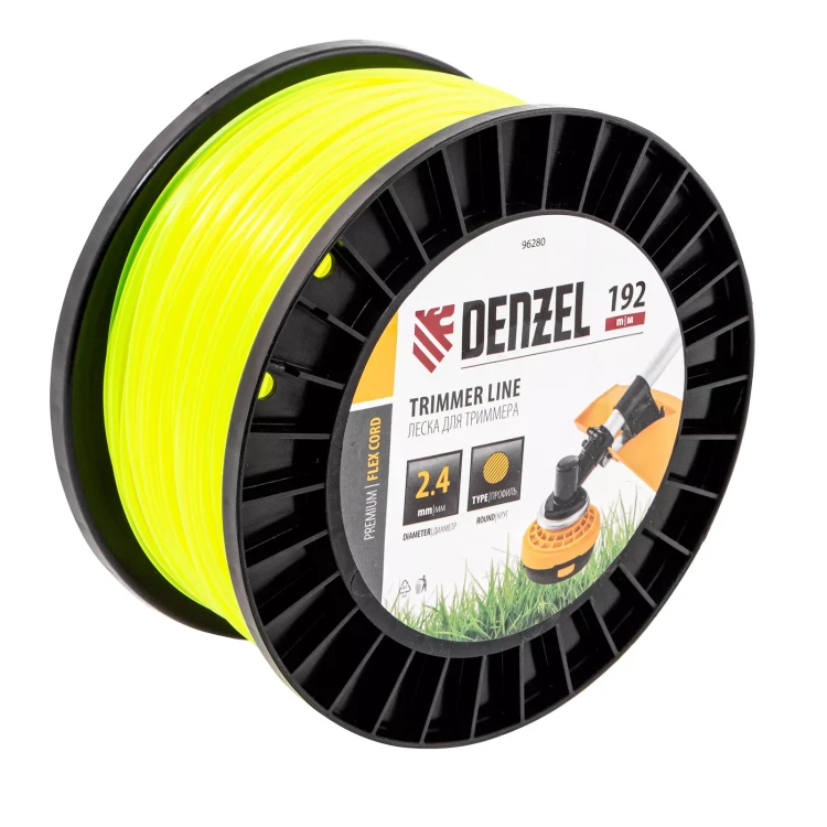 Леска для триммера круглая Denzel, 2,4мм х 192м, на DIN катушке FLEX CORD, 96280 купить в Тюмени