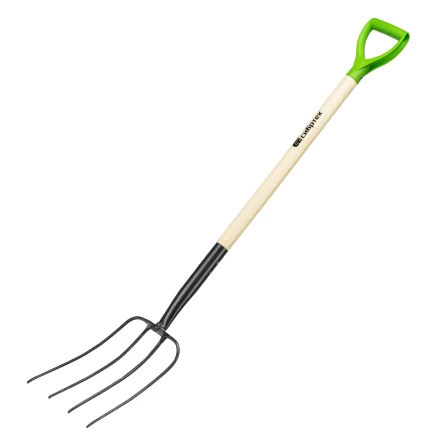 Вилы 4-рогие Сибртех 61379, сенные, кованые, 210х340х1260 мм, деревянный лакированный черенок купить в Тюмени