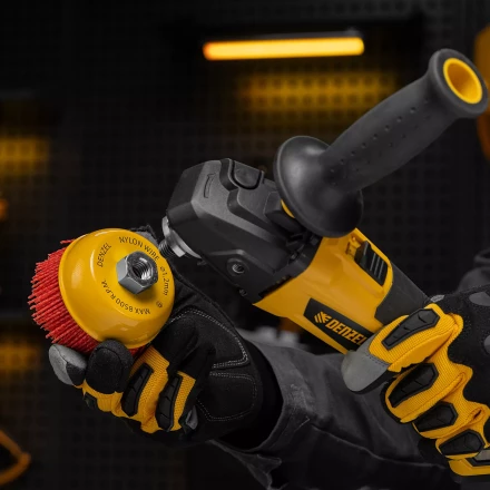 Щетка для УШМ Denzel, 100 мм, Чашка, нейлоновая щетина, М14, 74469 купить в Тюмени