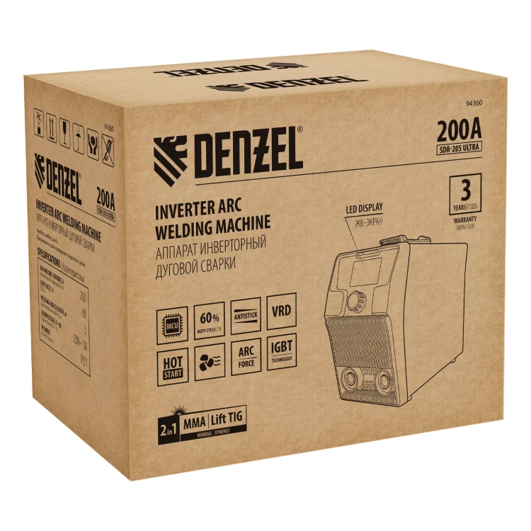 Аппарат инвертор. дуговой сварки Denzel SDR-205 Ultra, 200 А, ПВ 60% 94360 купить в Тюмени