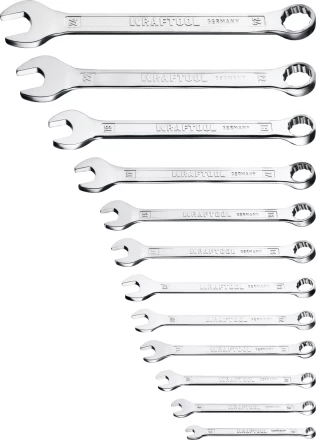 Наборы ключей комбинированных KRAFTOOL, Cr-V, DIN 3110, на пластиковой подвеске 27079-H12C купить в Тюмени