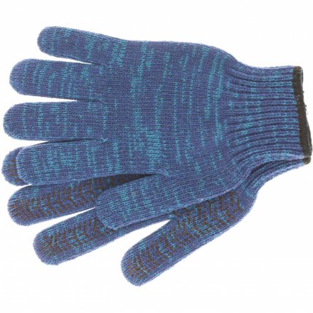 Перчатки трикотажные усиленные гелевое ПВХ-покрытие 7 класс синие Сибртех 68183 купить в Тюмени