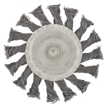 Щетка для дрели 100 мм плоская со шпилькой крученая металлическая проволока  СИБРТЕХ 744327 купить в Тюмени
